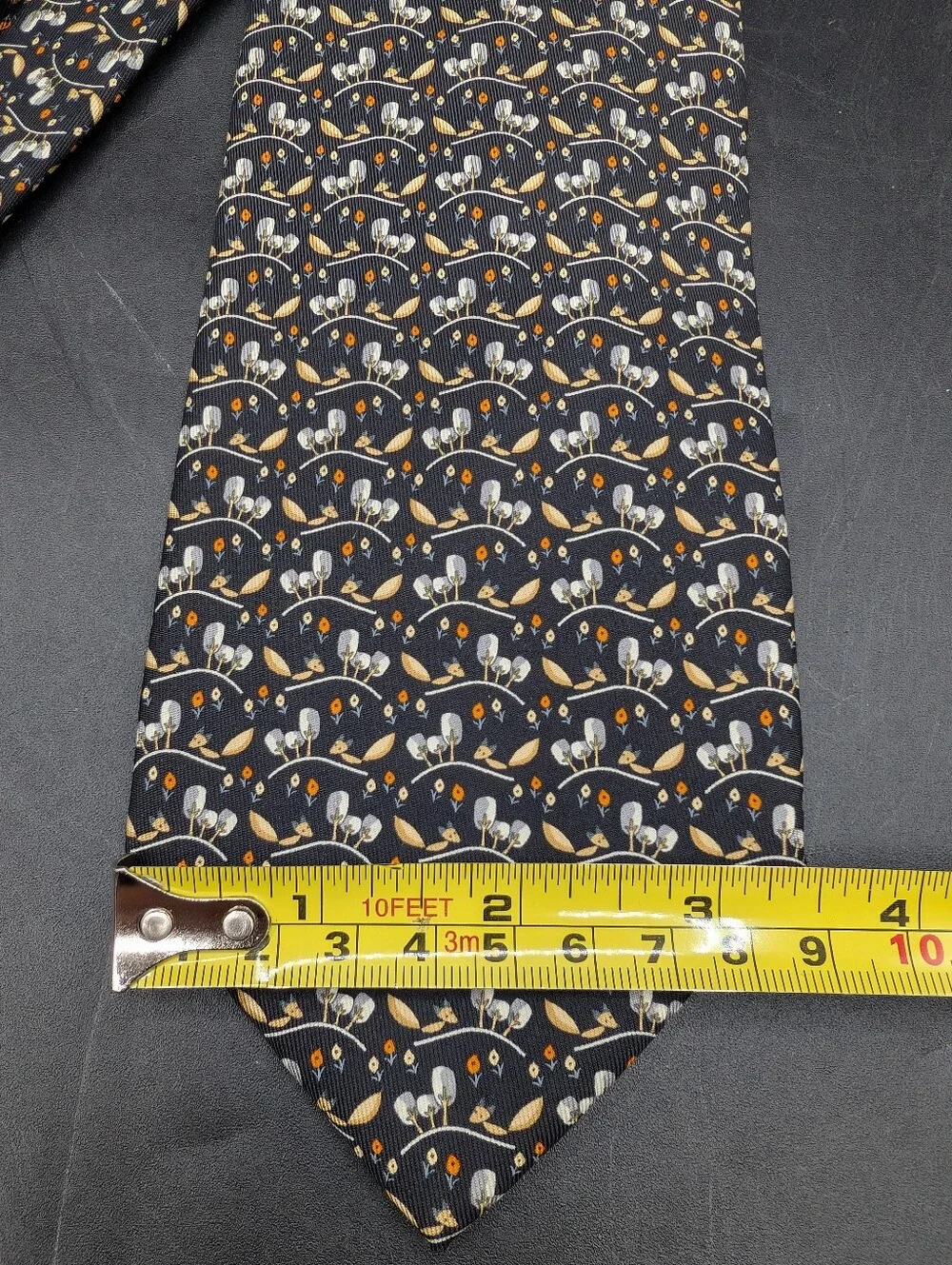 Salvatore Ferragamo Tiny Fox Print 100% Silk Neck Tie, Excellent